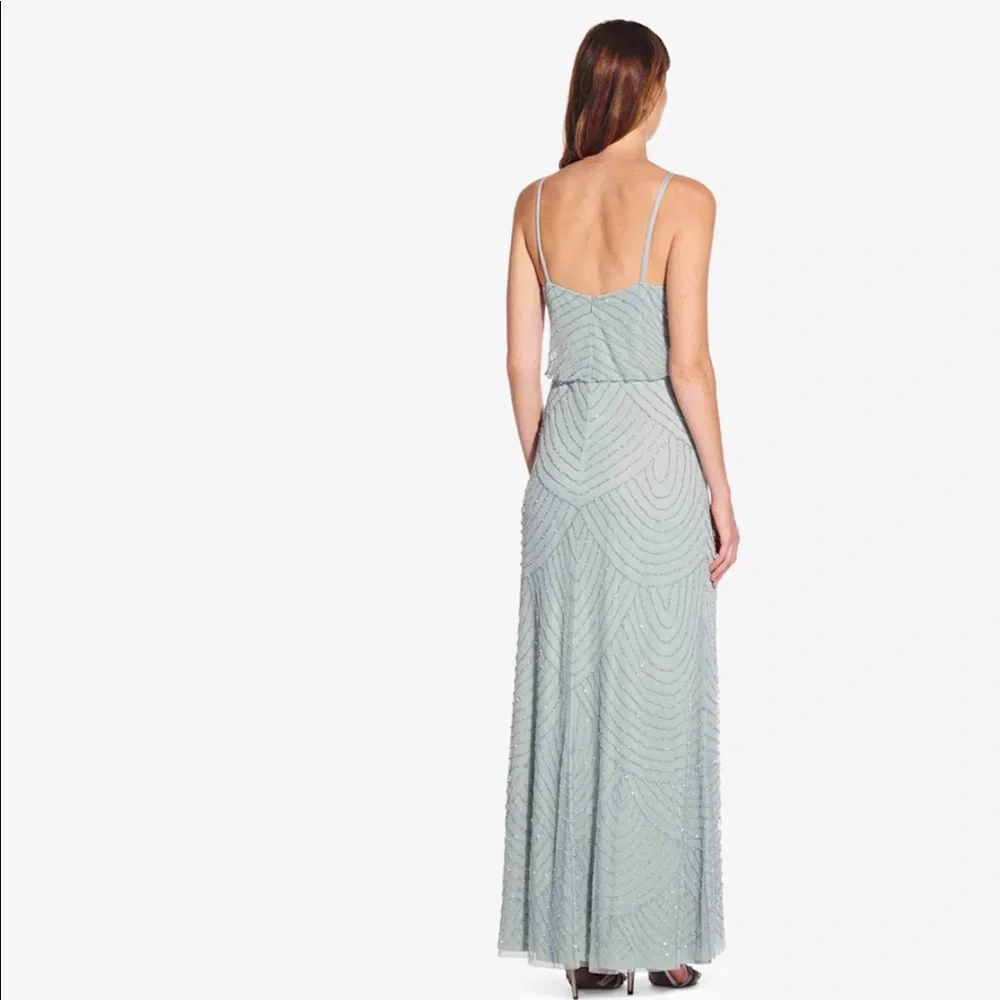 Adrianna Papell Art Deco Beaded Blouson Gown, Mint, size 4 - Picture 2 of 6